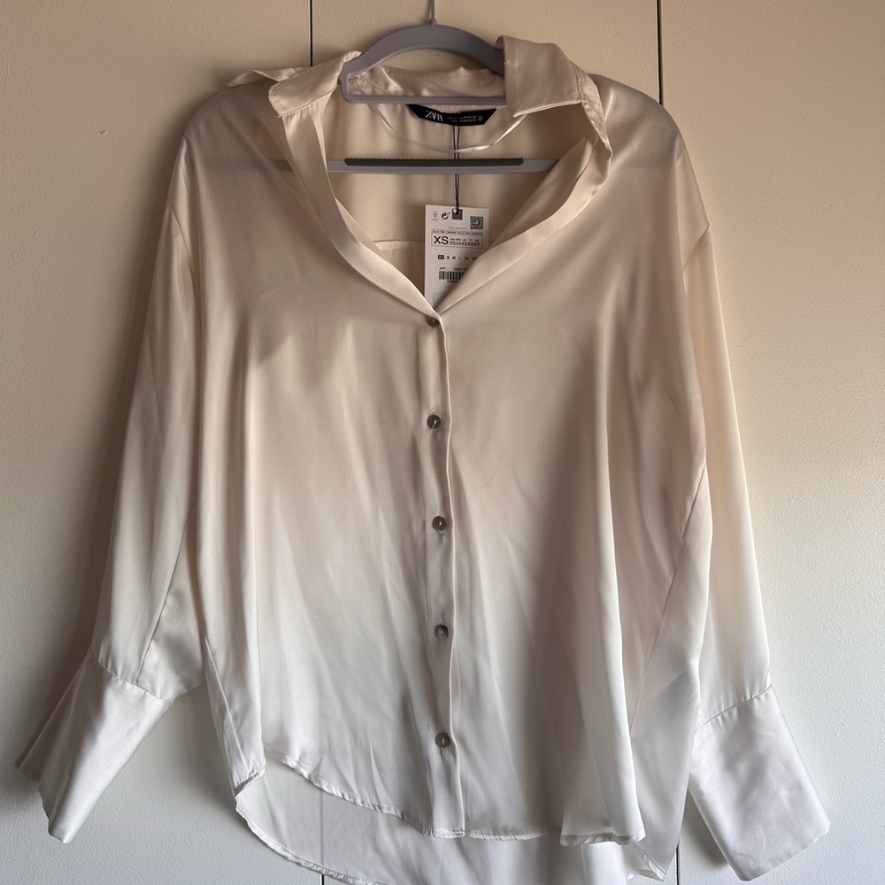 NWT Zara cream satin blouse